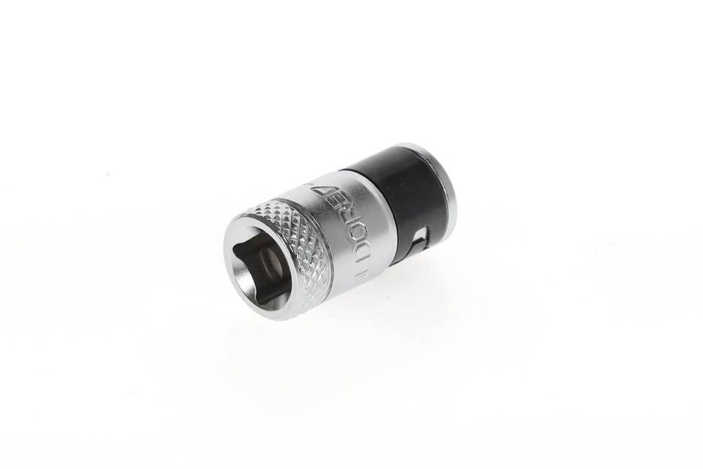 1/4-in square to 1/4-in hex bit adaptor, silver end with black sleeve