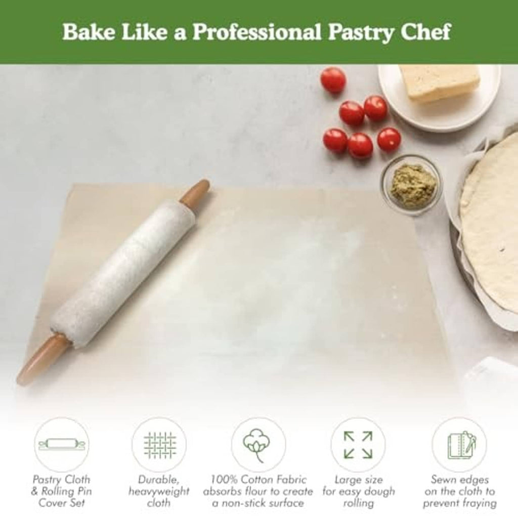 Natural cotton rolling pin cover set, rolled cloth bundle