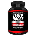 Arazo Nutrition Testo Boost dietary supplement bottle, black with red label and 90 capsules