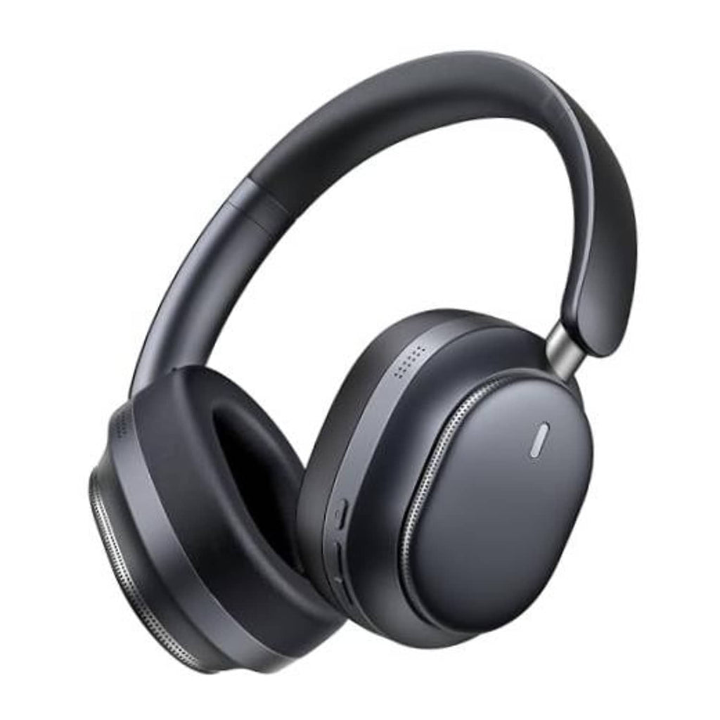 Black over-ear Bluetooth noise-cancelling headphones with cushioned ear pads and headband