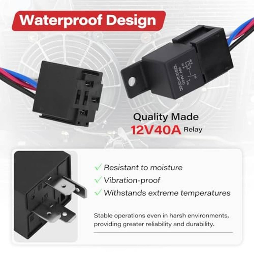 Weatherproof electric fan relay modules with 12V40A rating and mounting bracket