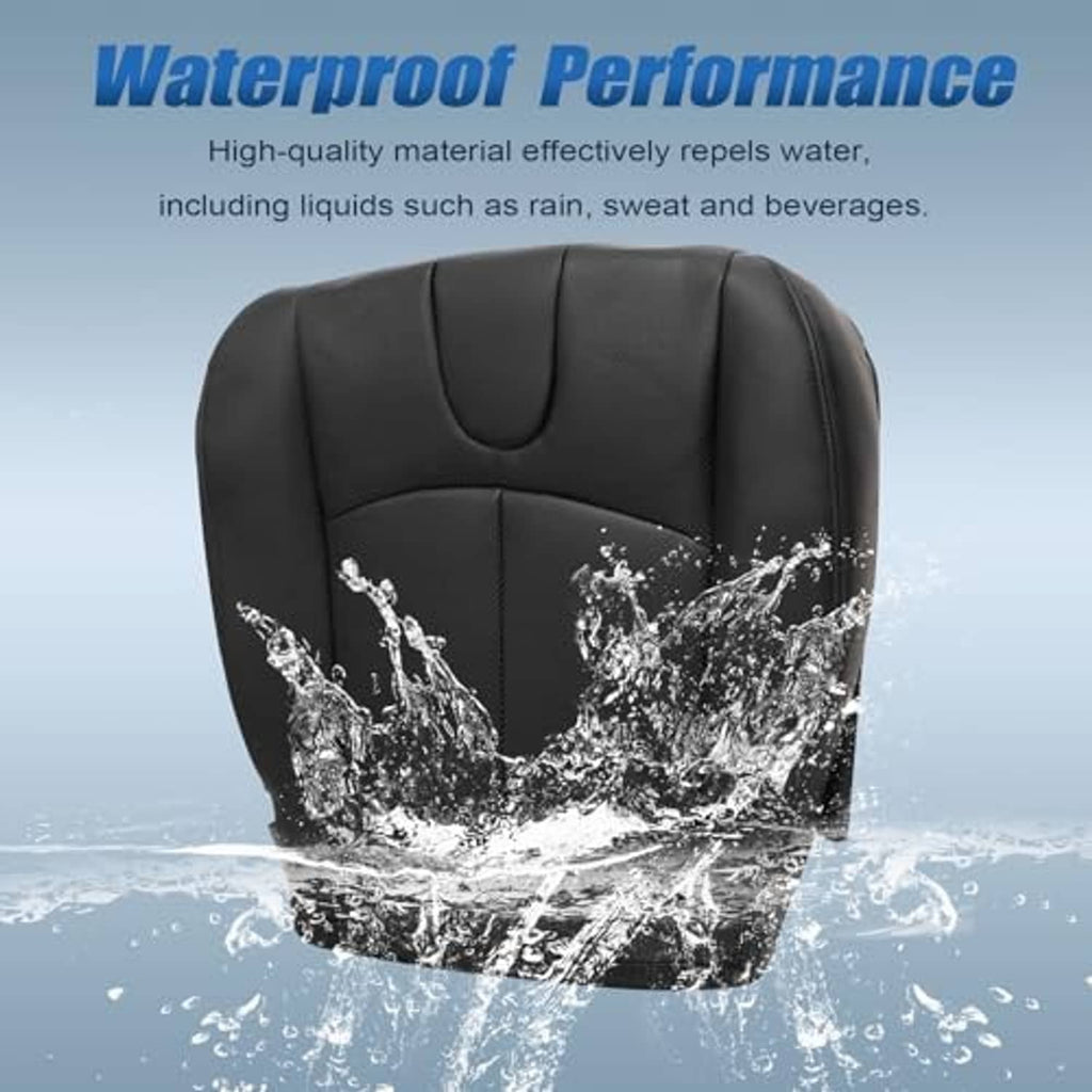 Black perforated leather seat cover with water splash on the surface