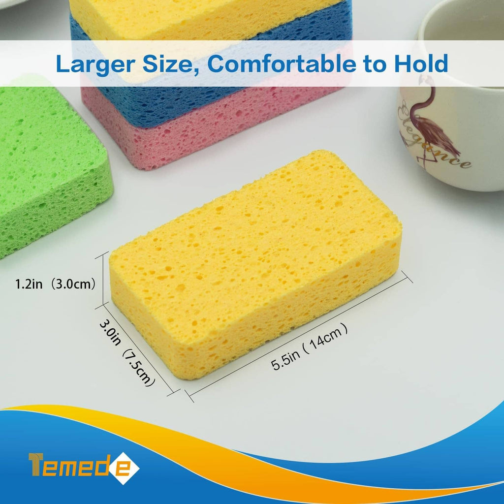 Large yellow cellulose dish scrub sponge block with porous rectangular foam