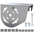 Silver mini bike clutch chain guard cover with curved shield and mounting hardware, bolts included