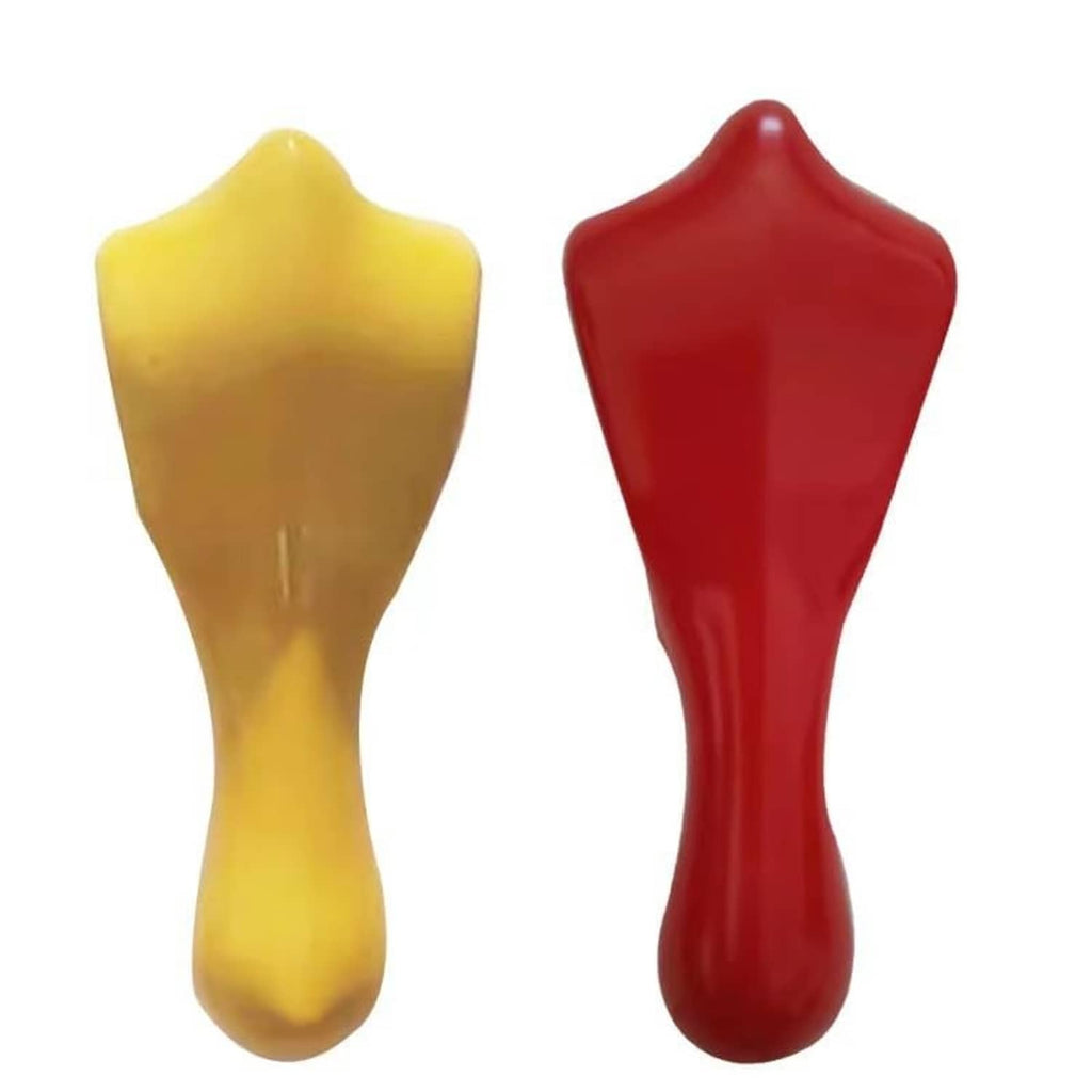 Red and yellow bead keeper tools with rounded tapered ends