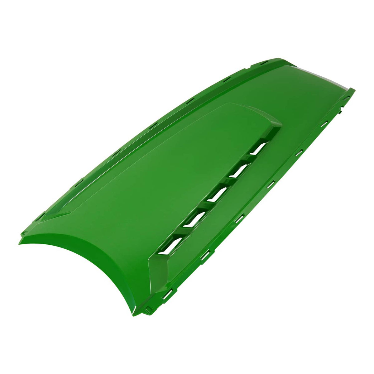 John Deere green hood panel for garden tractor with curved top and vent cutouts