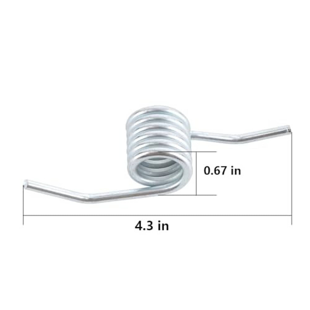 Coiled return spring with bent rod, 4.3 in length and 0.67 in width shown