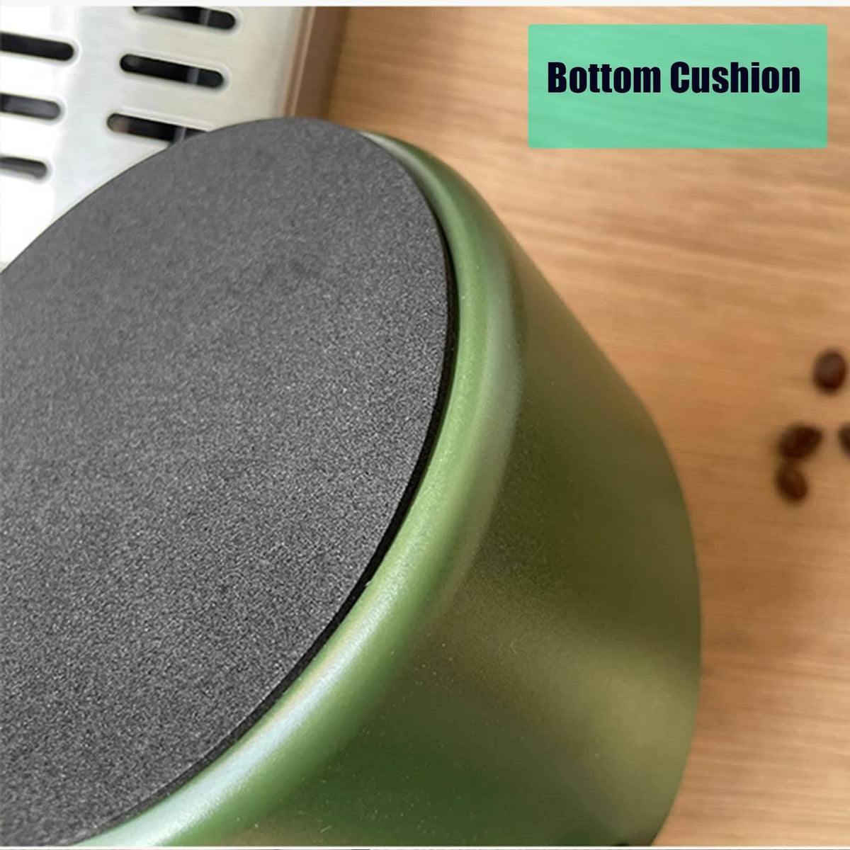 Green coffee knock box base with textured underside