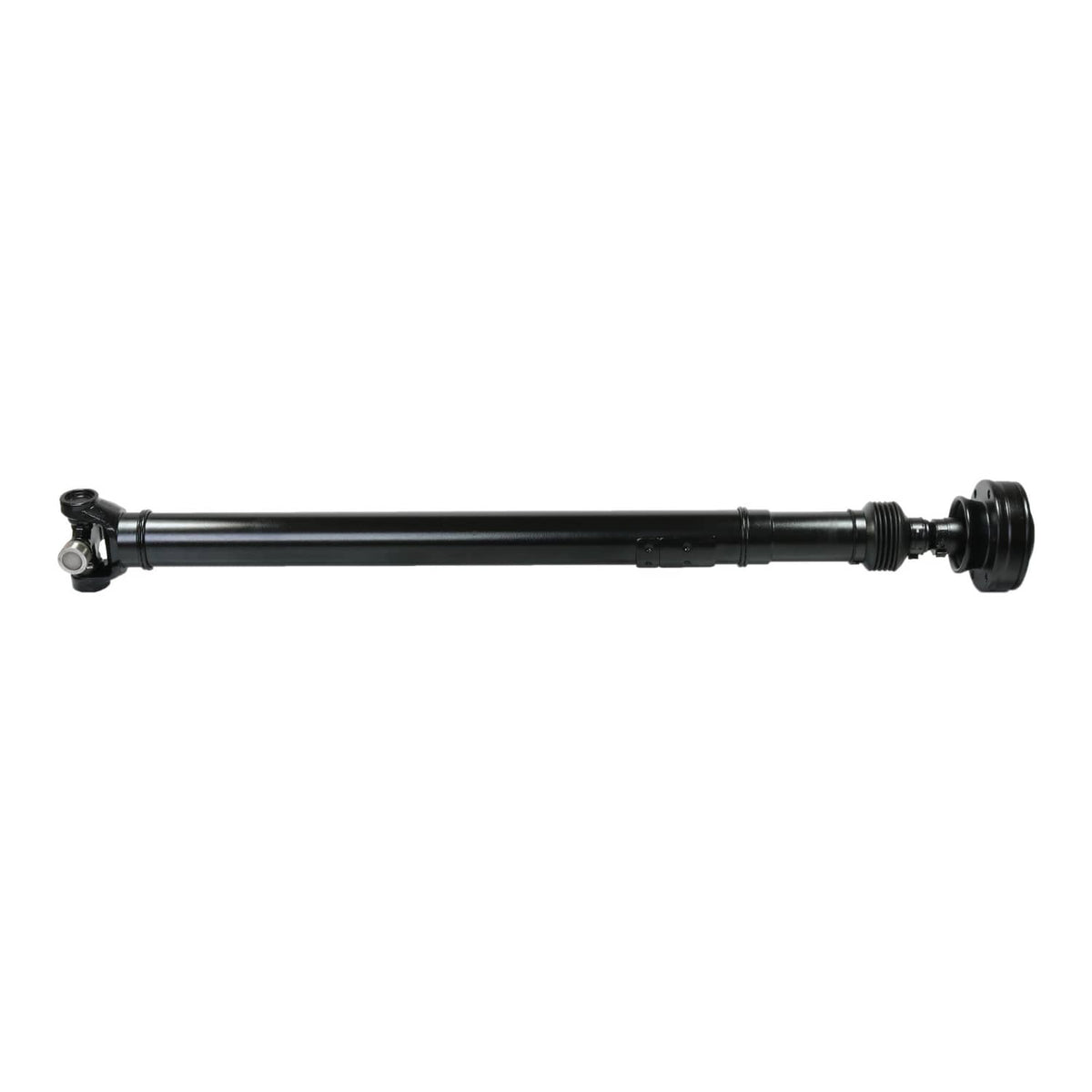 Front drive shaft propeller shaft, black metal tube with end yokes.