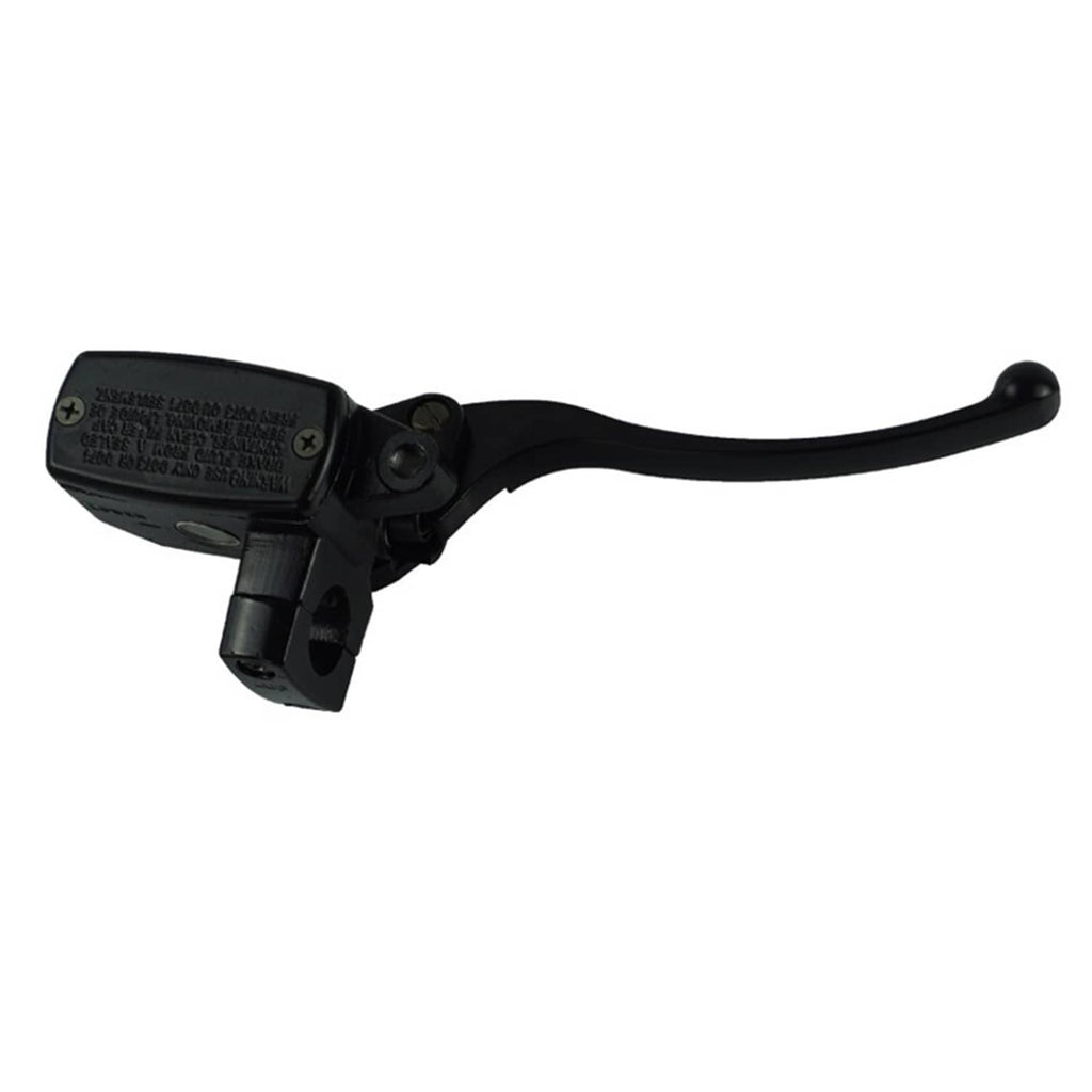 Right motorcycle front brake master cylinder lever, black lever and control housing