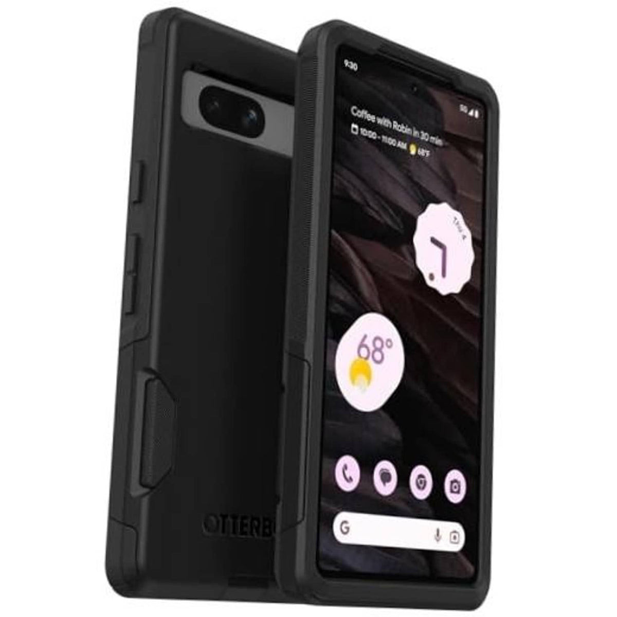 Rugged black phone case for Pixel with raised camera and port cutouts, shockproof design