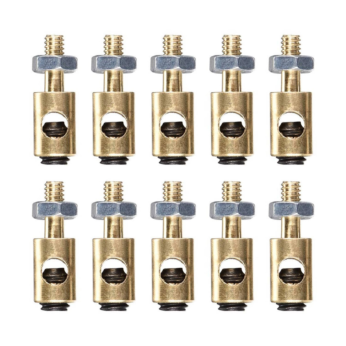 RC servo linkage stoppers, 10-pack with gold posts and gray hex collars
