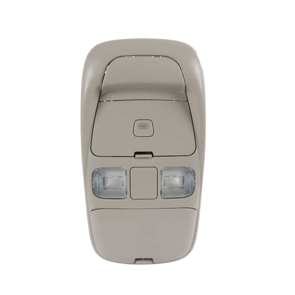 Light gray overhead console dome light storage module with two lamps and switch