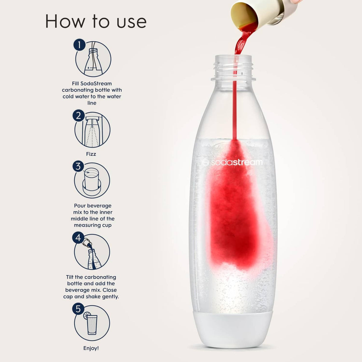 Diet tonic concentrate poured into a carbonated water bottle