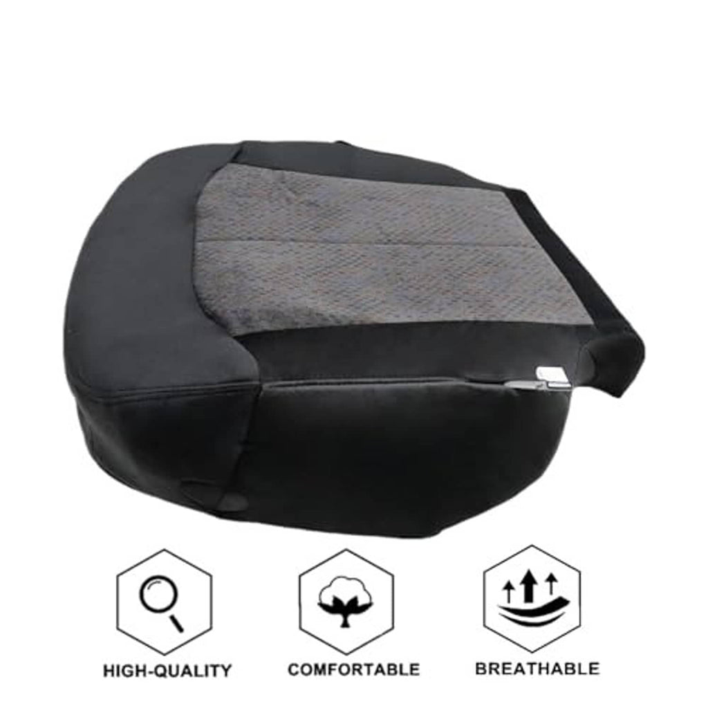 Dark gray cloth seat bottom replacement cover with gray patterned insert