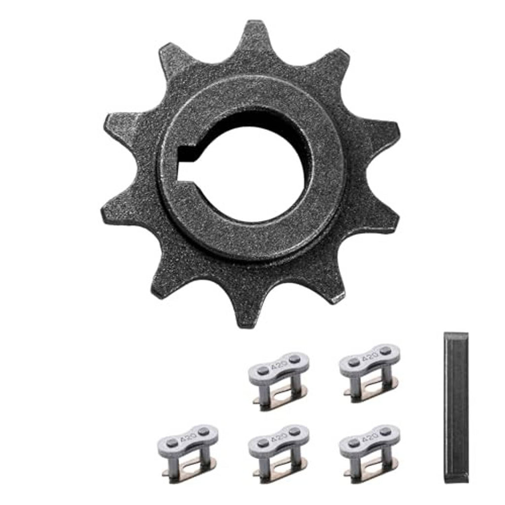 10-tooth front chain sprocket gear with round center bore; includes small mounting pieces