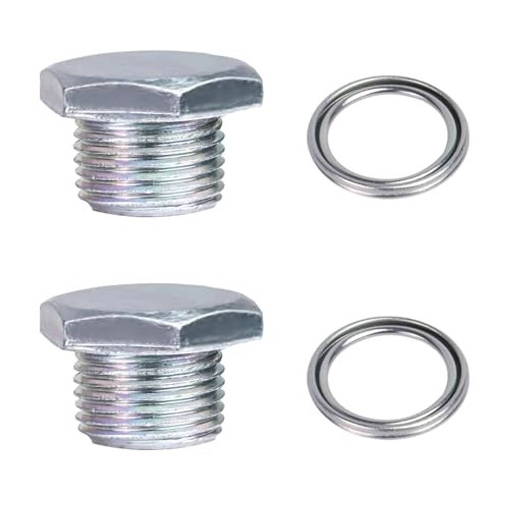 Steel rear axle drain plugs with matching sealing rings, two-piece set