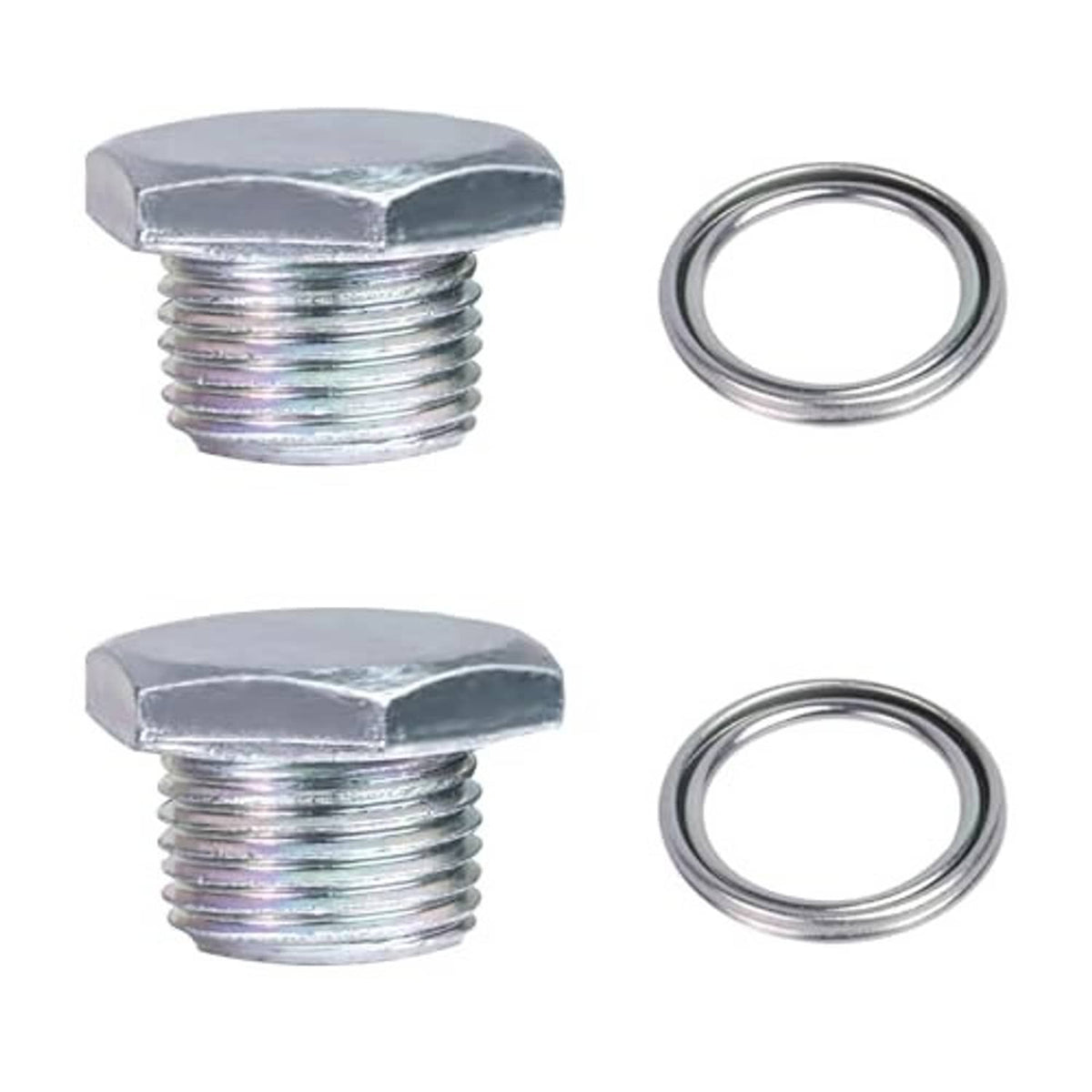 Steel rear axle drain plugs with matching sealing rings, two-piece set