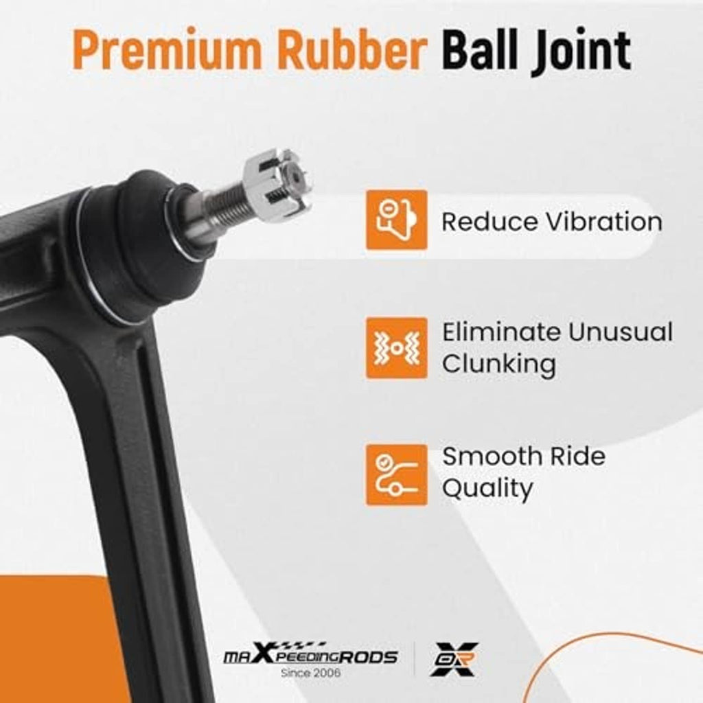 Front upper control arm ball joint with rubber boot and mounting stud, black