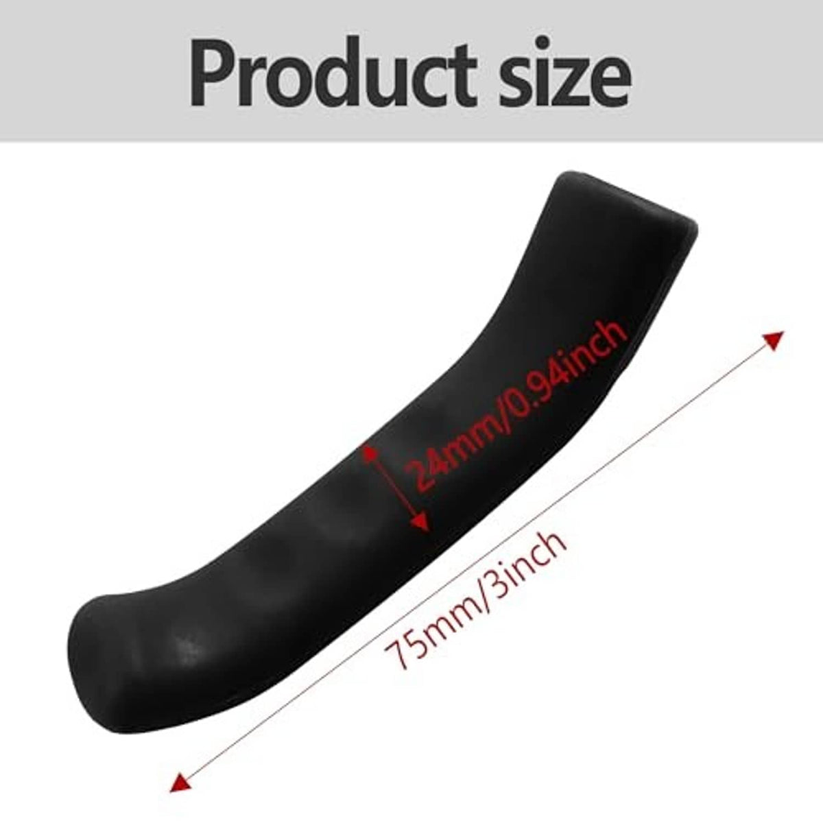 Black bicycle brake lever grip cover, 75mm length, 7.5mm width protective sleeve
