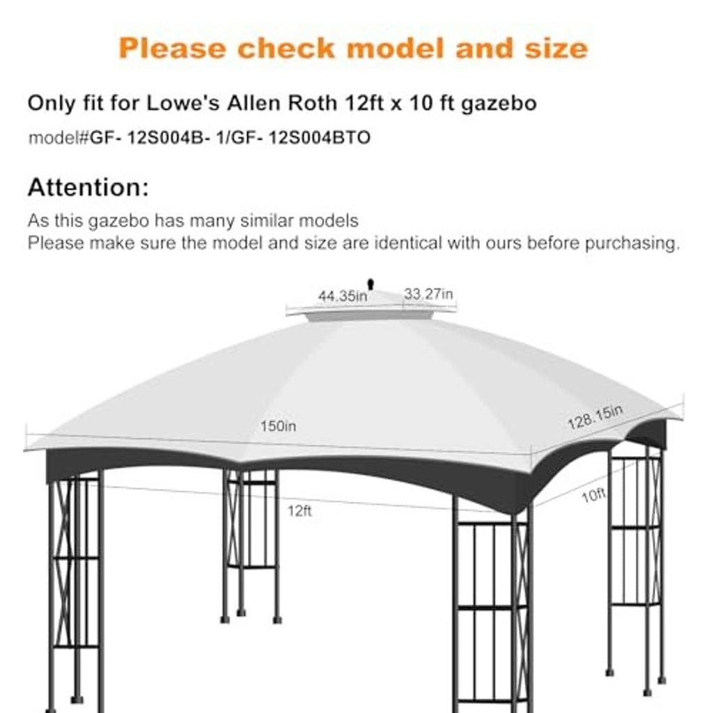 Light grey gazebo canopy top replacement with arched roof and hanging frame corner