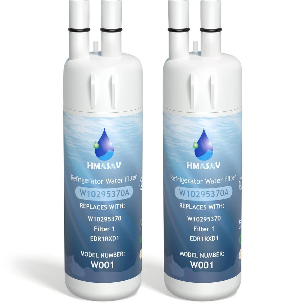 White refrigerator water filter cartridge, two-pack with dual top fittings