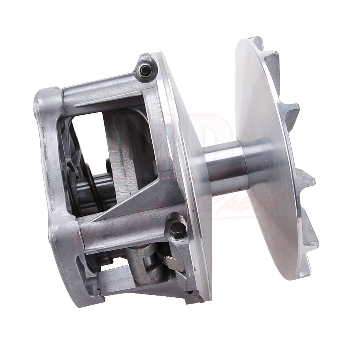Silver metal drive clutch assembly with side housing and long shaft extending outward