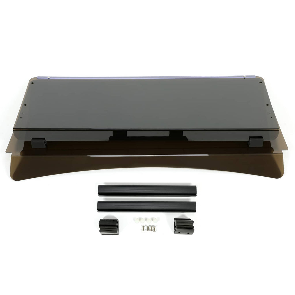 Tinted windshield windscreen kit: bronze frame panel plus black rails and screws