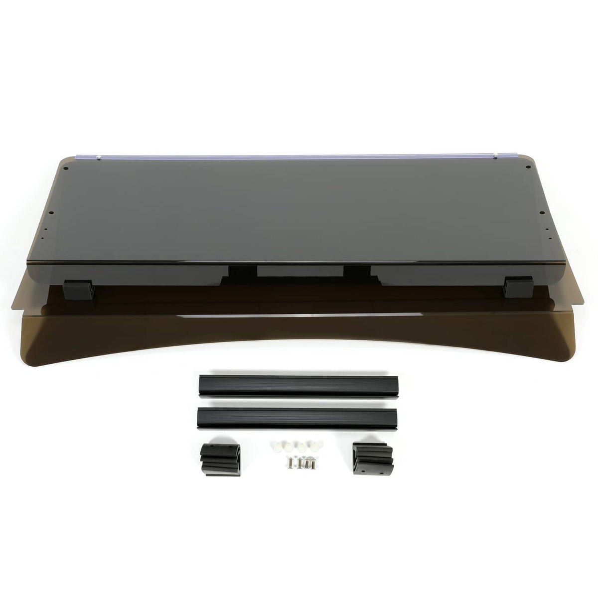 Tinted windshield windscreen kit: bronze frame panel plus black rails and screws