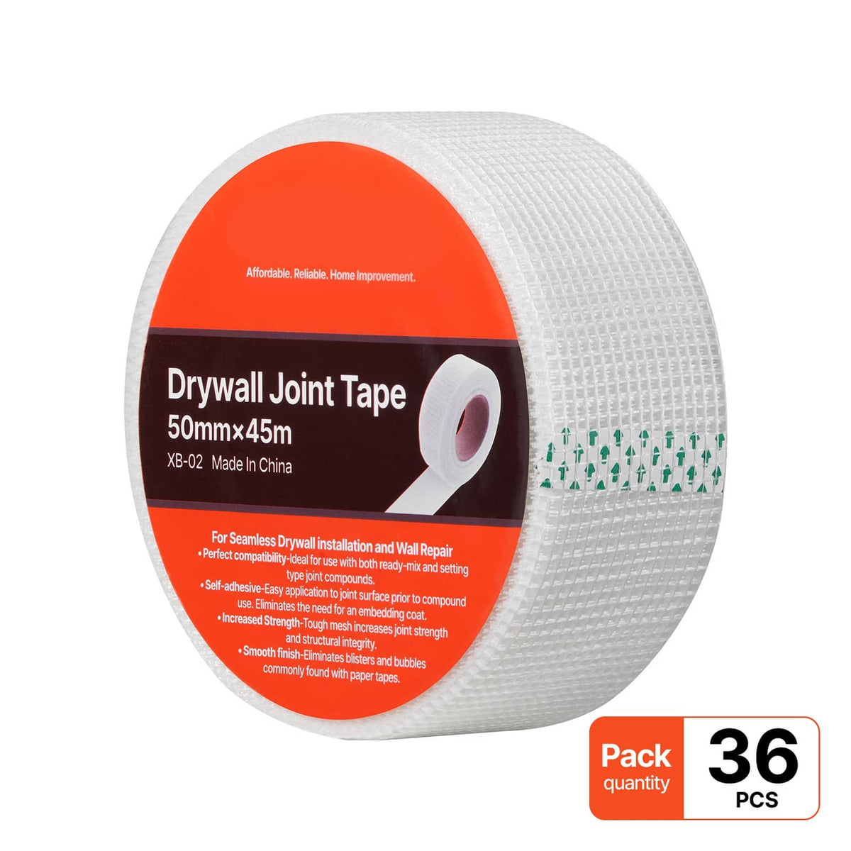 Drywall joint tape roll, white fiberglass mesh with adhesive pack of 36 pieces