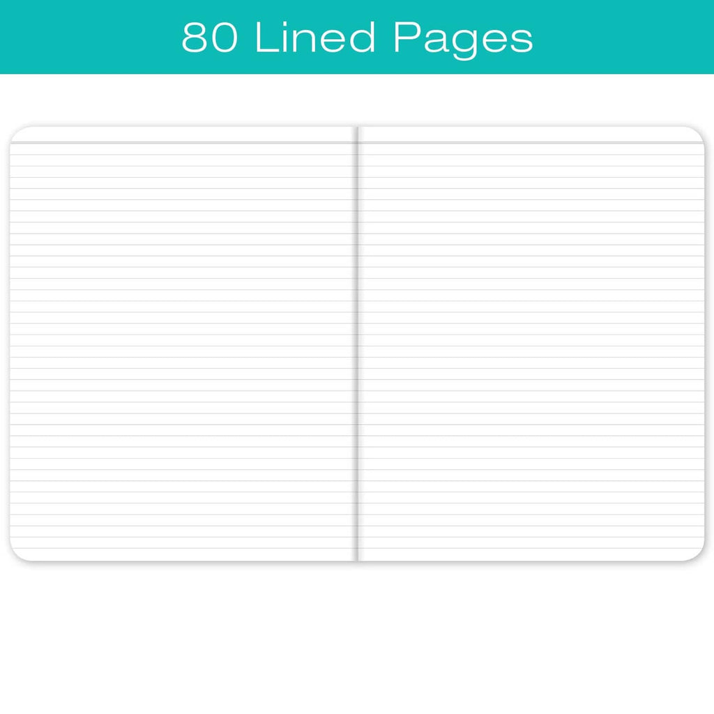 Open memo notebook showing 80 ruled lined pages layout