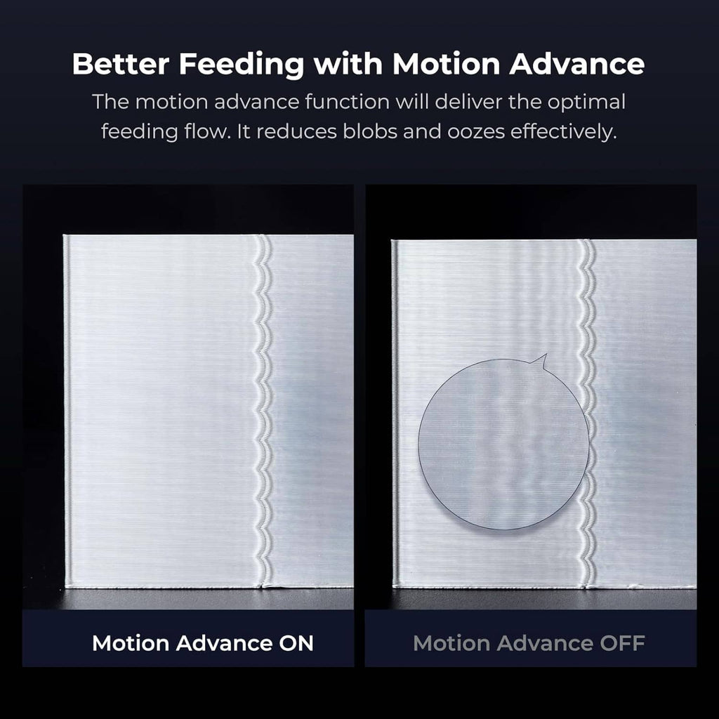 3D print surface samples showing motion advance effect, side-by-side