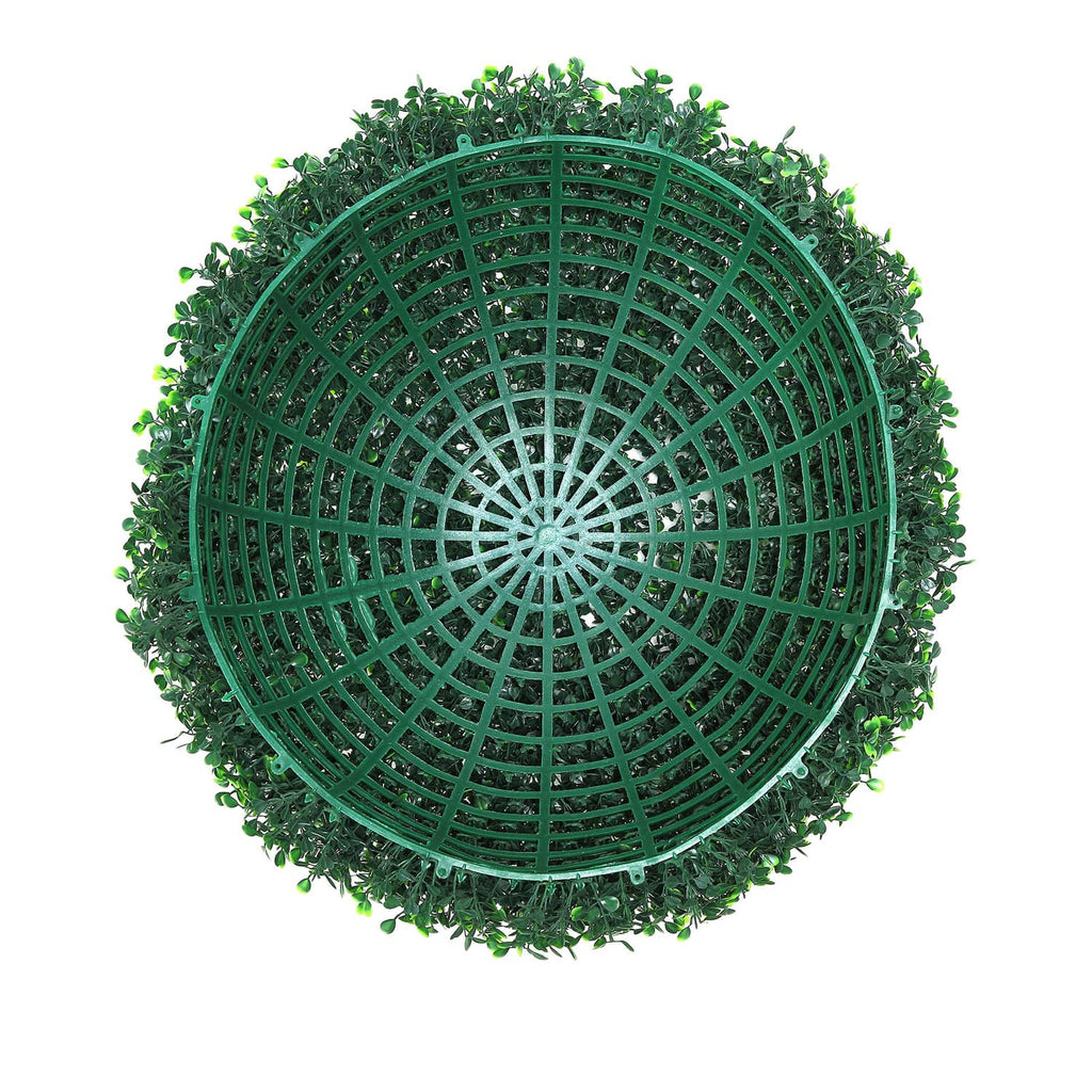 Artificial greenery topiary ball underside net grid with dense leaf cover