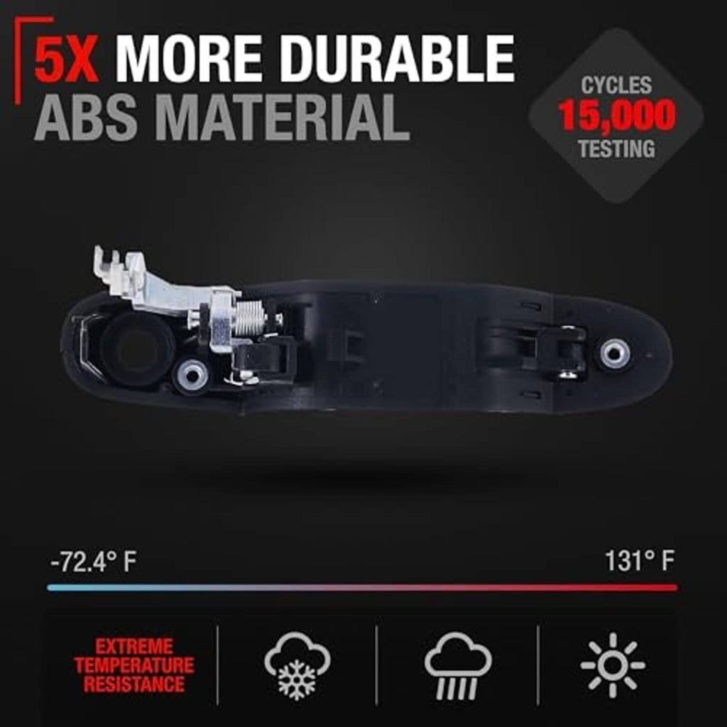 Black exterior driver door handle replacement underside with mounting screws and contacts