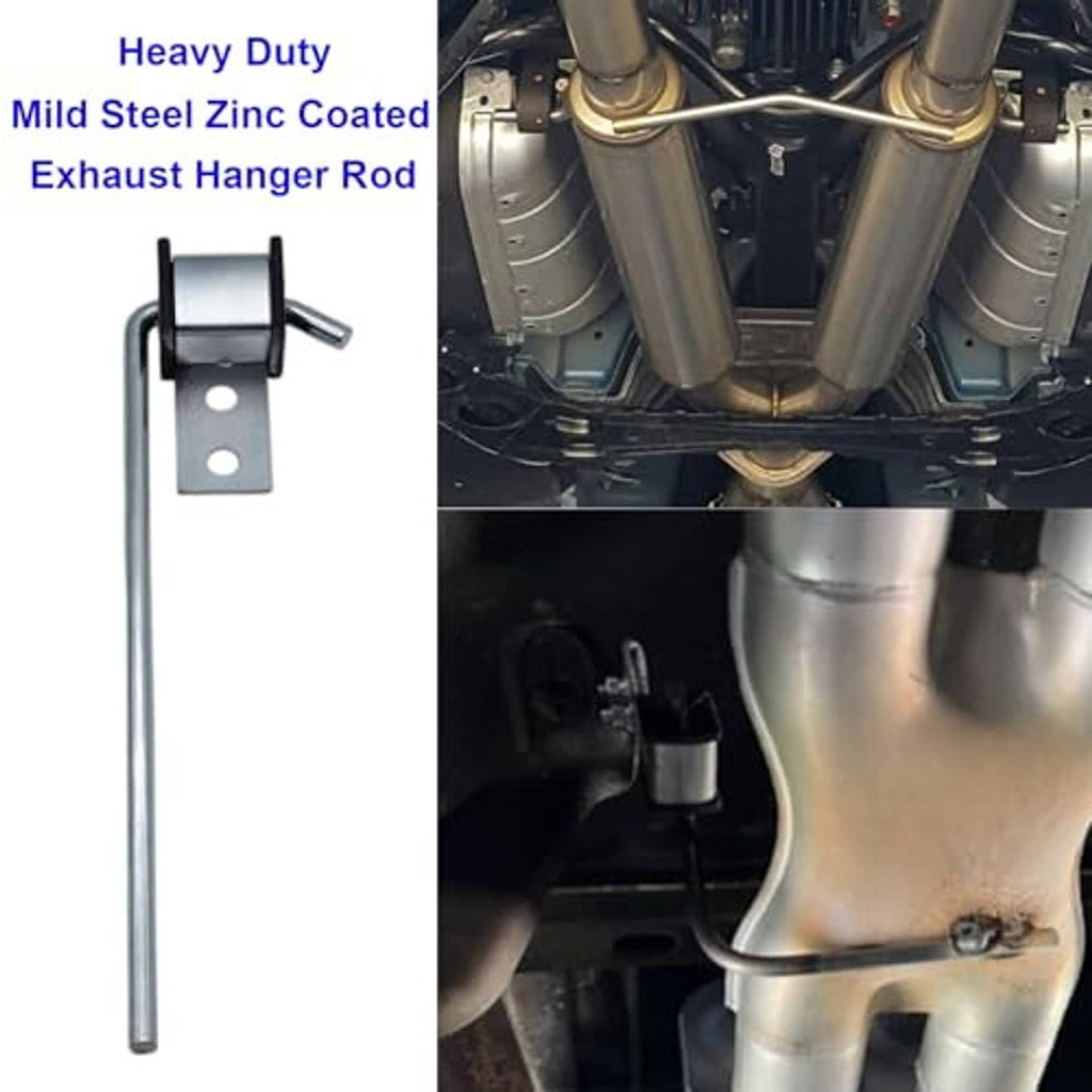 Exhaust hanger rod with metal bracket and black EPDM rubber insulator
