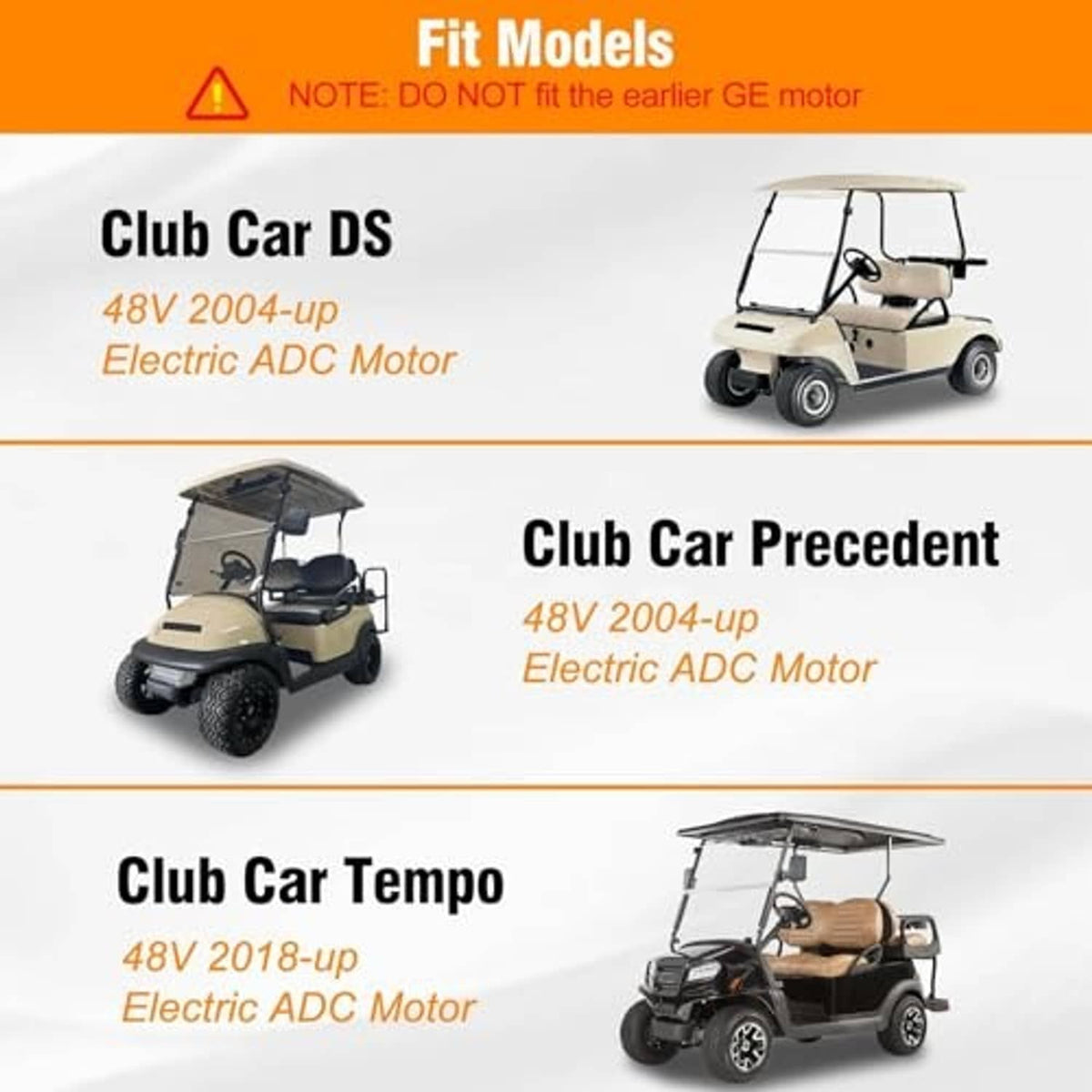Compatibility fit models graphic for Club Car electric ADC motor