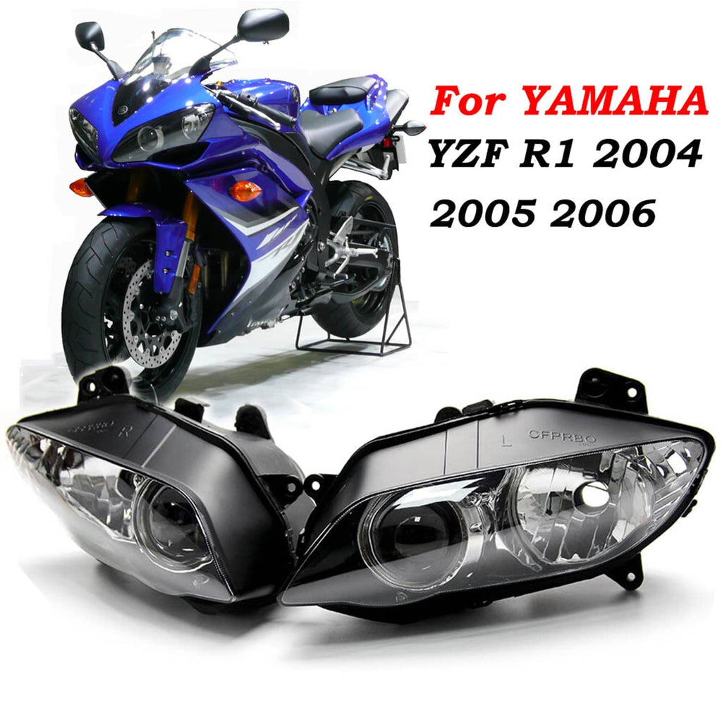 Front headlight assembly with upper stay fairing bracket, chrome lenses and black bezels