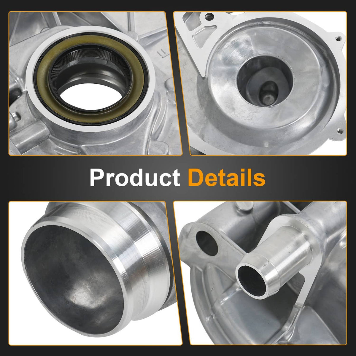 Timing cover close-up showing oil seal ring and smooth round cover face