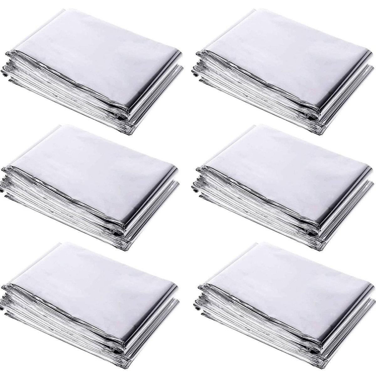 6-pack silver reflective mylar film sheets, neatly stacked with crinkled edges