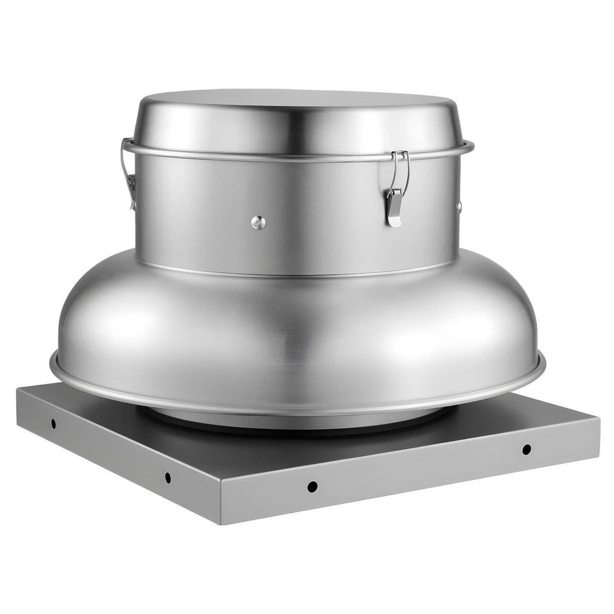 Aluminum roof ventilation fan with 21-inch base and stainless silver dome housing