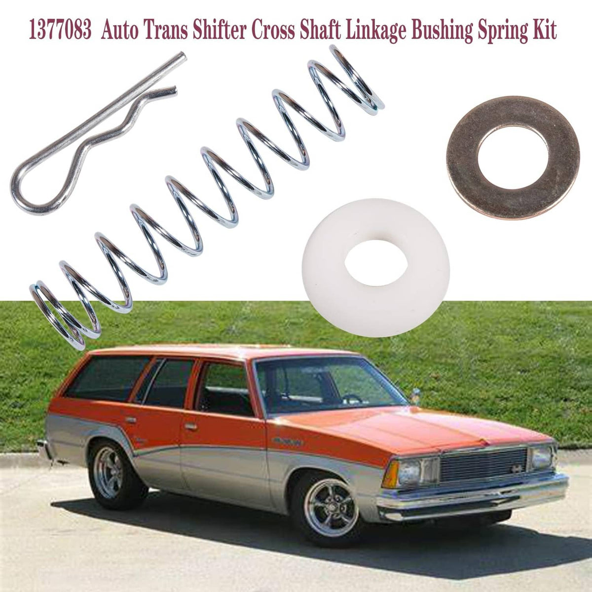 Transmission shifter linkage spring kit: steel springs, bracket, white bushing