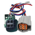 4-pin O2 sensor connector pigtail set with gray plug, green socket, and multicolor wires