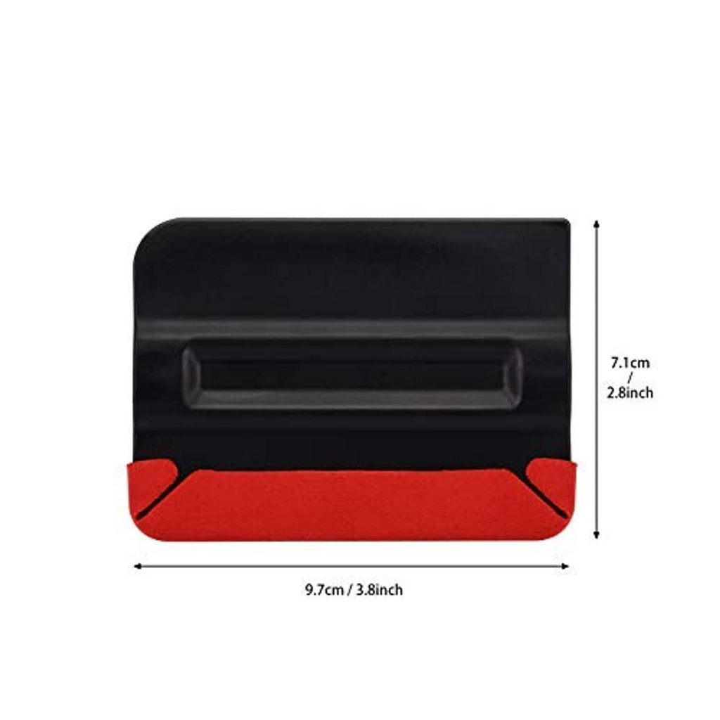 Single 4-inch magnetic felt squeegee, black body with red felt bottom edge