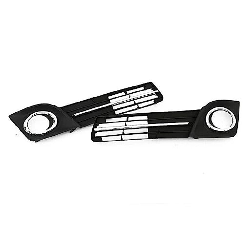 Front bumper lower grille kit with fog lamp bezel covers, black and silver chrome slats
