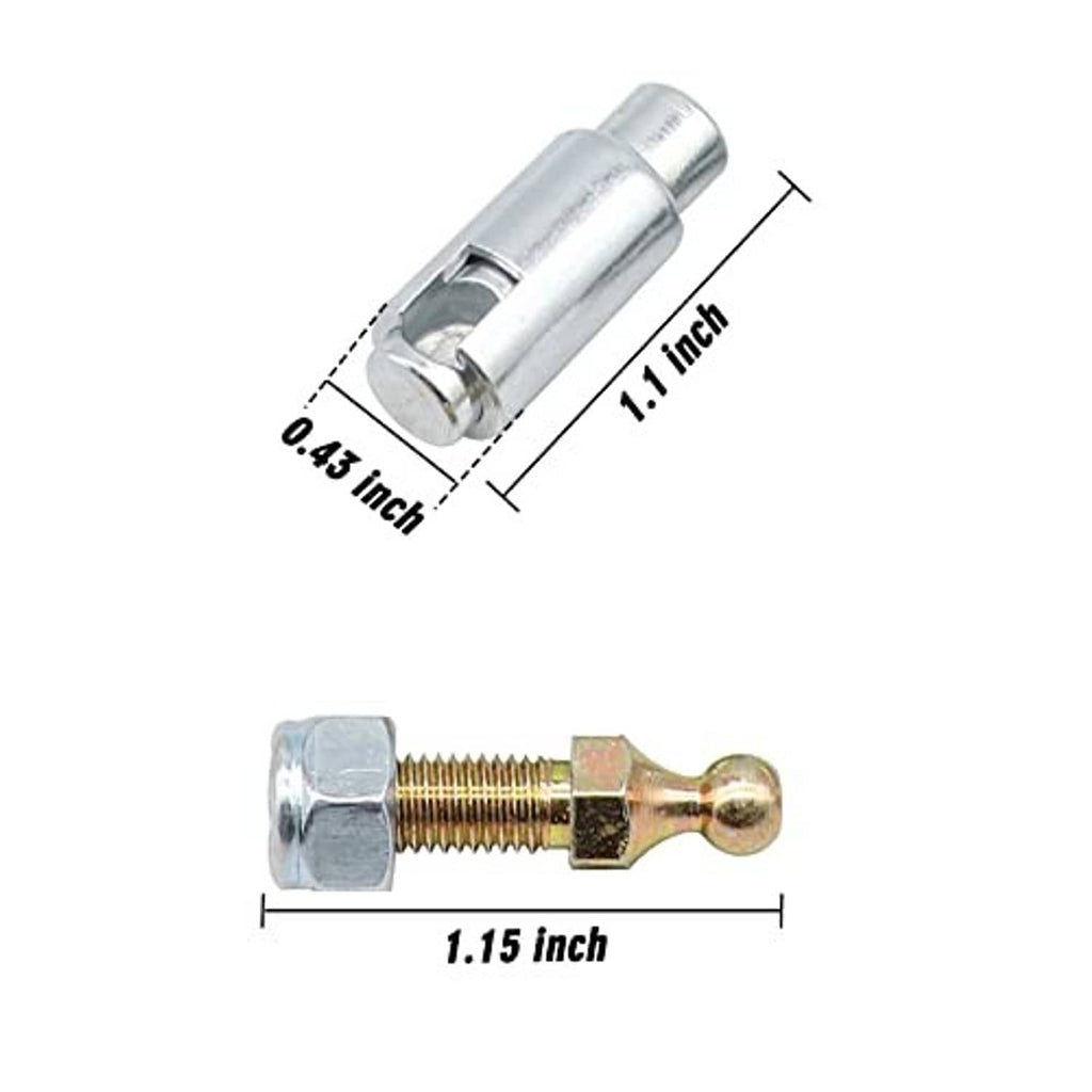 Transmission cable end sleeve and ball stud assembly with hex nut and threaded shaft