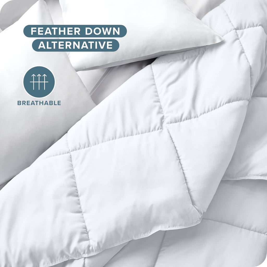 White down-alternative comforter with breathable baffle quilting and soft fill