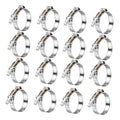 Set of 16 stainless steel T-bolt hose clamps with chrome finish, band and threaded bolt