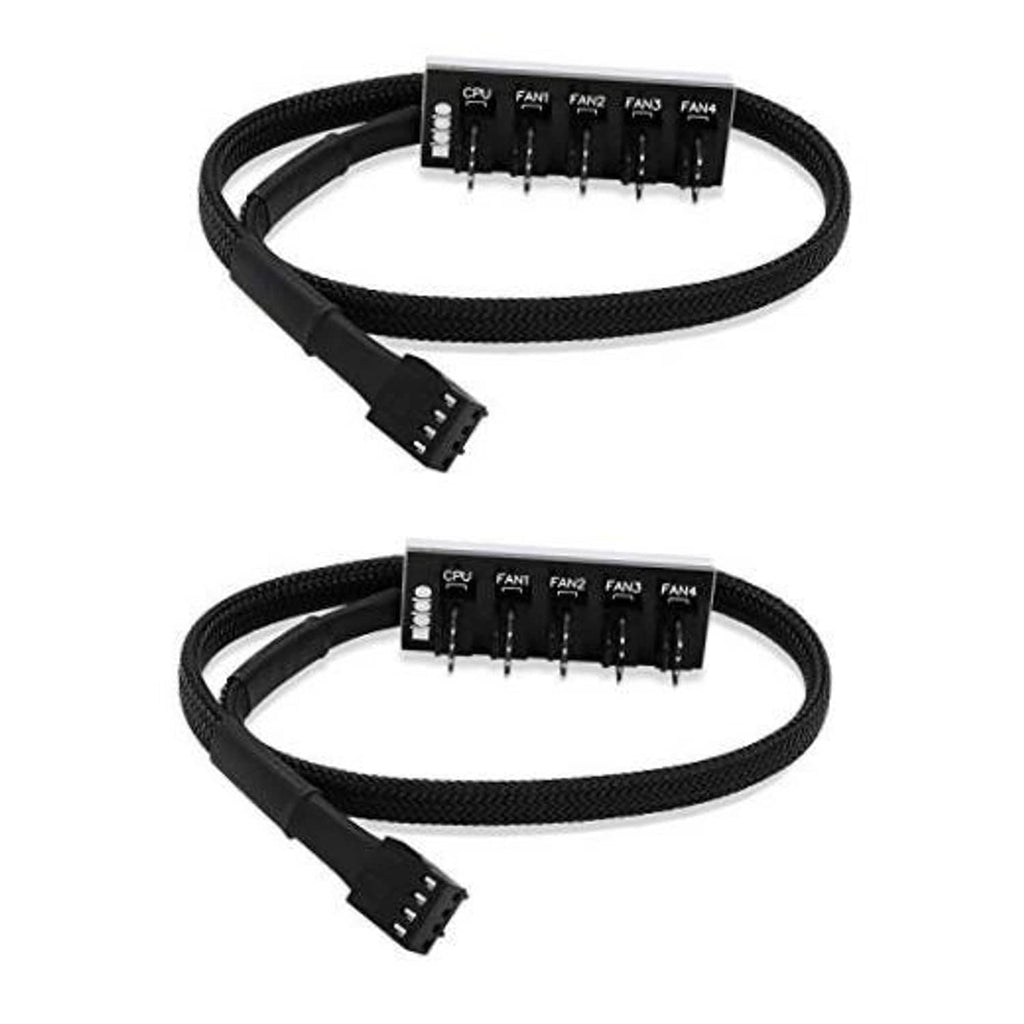 Two black braided fan splitter cables with 4-pin CPU/FAN header ports