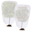Garden plant shade cover set of 2 with drawstring, white mesh, fruit tree design