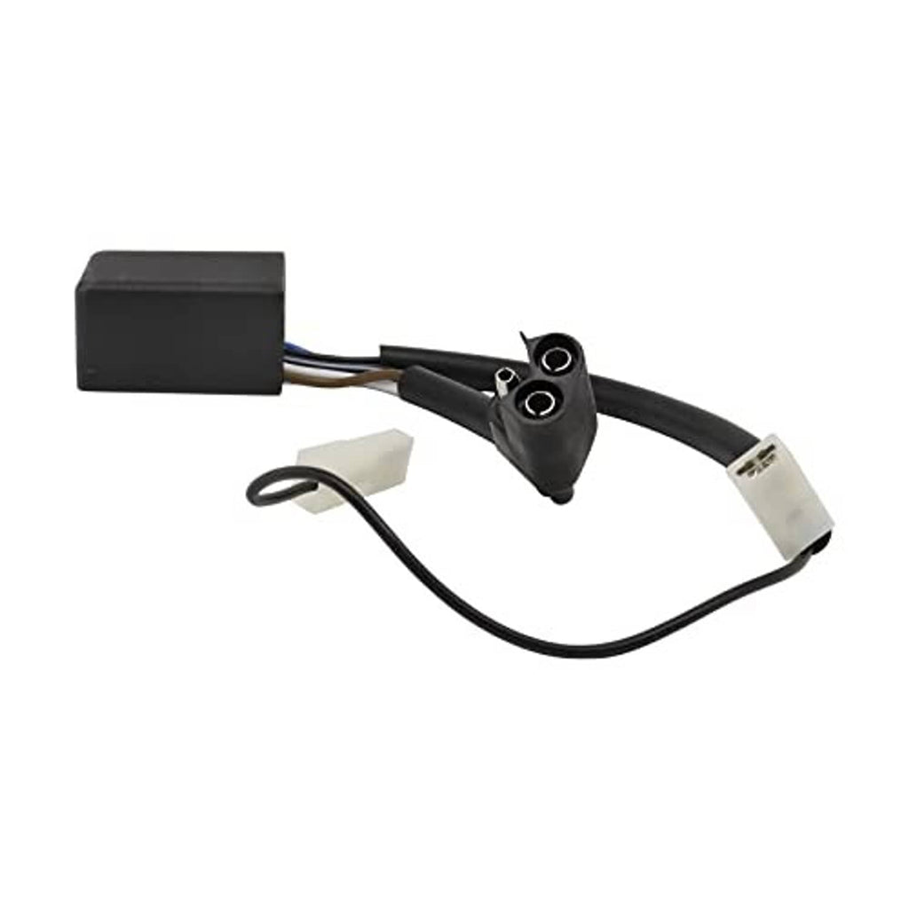 Black CDI ignition module with harness, two white connectors, and a round socket